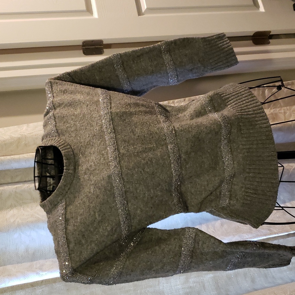 So Soft Gray Sweater with Silver Accents